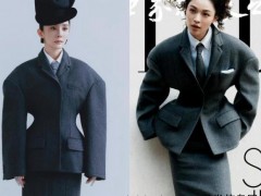 杨幂与钟楚曦杂志封面撞衫 两人同穿 Schiaparelli 2025 春夏高定黑底蝴蝶印花修身礼服！